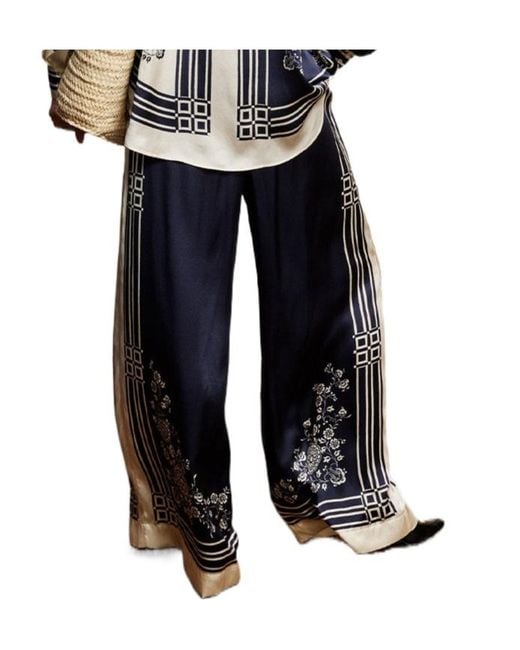 ALÉMAIS Blue Printed Casual Trousers