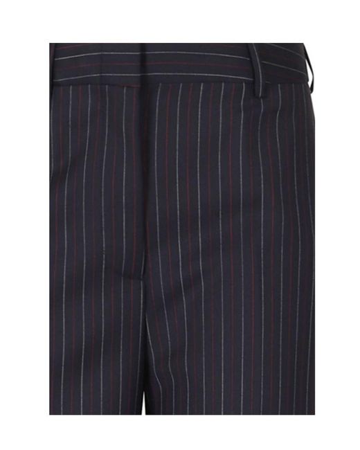 Semicouture Blue Lola Pinstriped Turn-Up Trousers