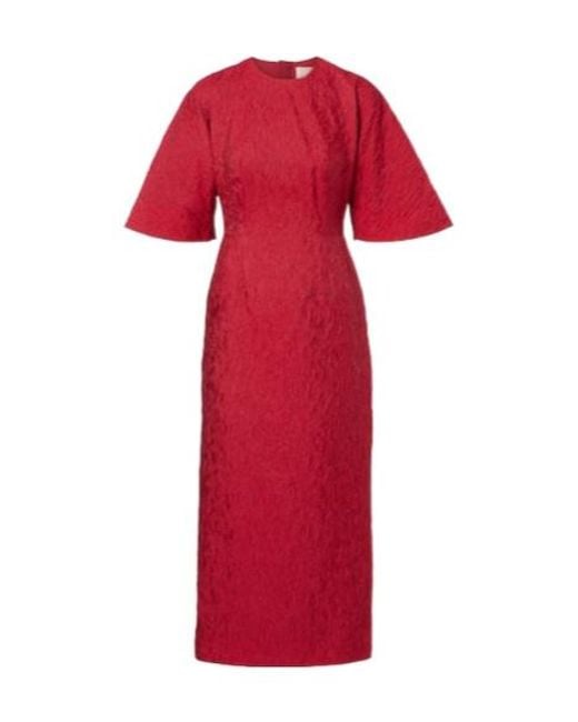Roksanda Red Falah Cloqué Midi Dress