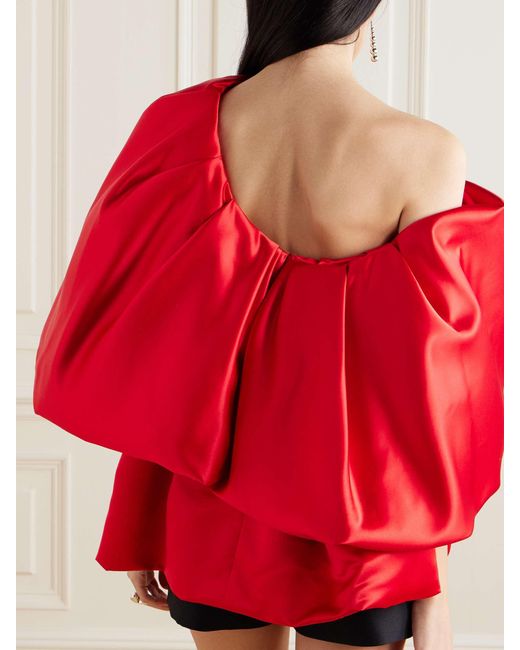 Simone Rocha Red Oversized Bow Satin Top