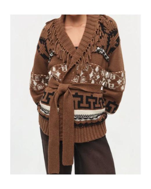 Jonathan Simkhai Brown Elwood Western Fringe Wrap Cardigan