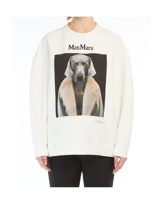 Max Mara White Logo Embroidered Crewneck Sweatshirt