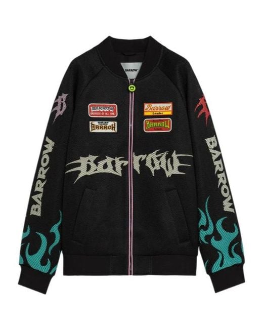 Barrow Black Patch Print Zip-Up Jacket for men