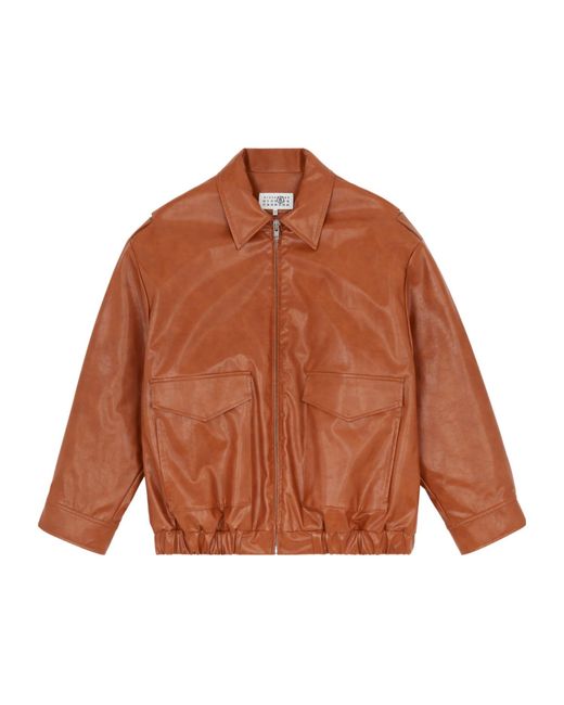 MM6 by Maison Margiela Brown Faux Leather Jacket