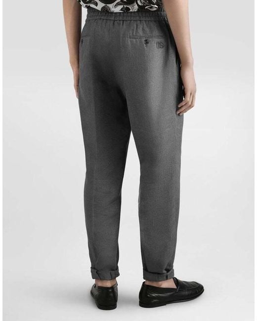 Dolce & Gabbana Gray Linen Tailored Joggers for men