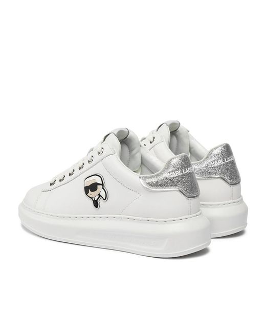 Karl Lagerfeld White Strap-Up Casual Sneakers