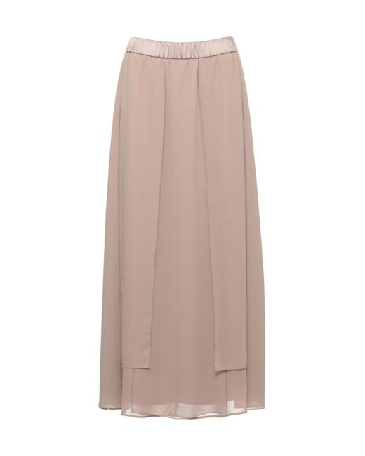 Peserico Natural Elastic Waist Layered Midi Skirt