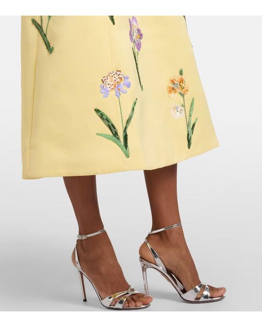Leo Metallic C Beaded Floral Midi Dress