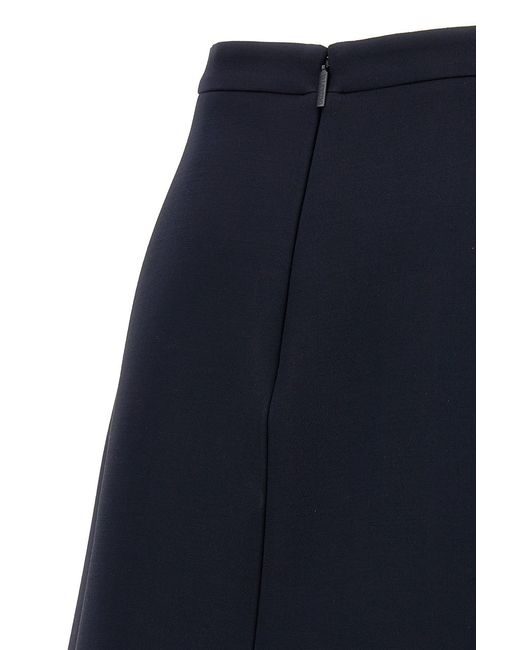 Valentino Blue Logo Plaque High Waist A-Line Skirt