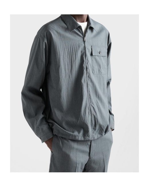 Prada Gray Zip-Front Shirt for men