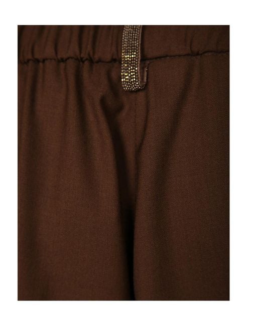 Fabiana Filippi Brown Elasticated-Waist Pressed-Crease Trousers