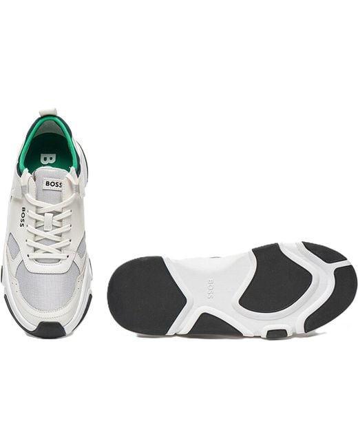 Boss White Solid Color Sneakers for men