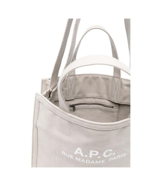 A.P.C. White Logo-Print Tote Bag for men