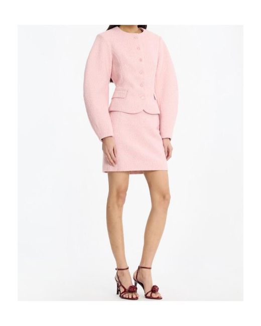 ROTATE BIRGER CHRISTENSEN Pink Bouclé A-Line Mini Skirt