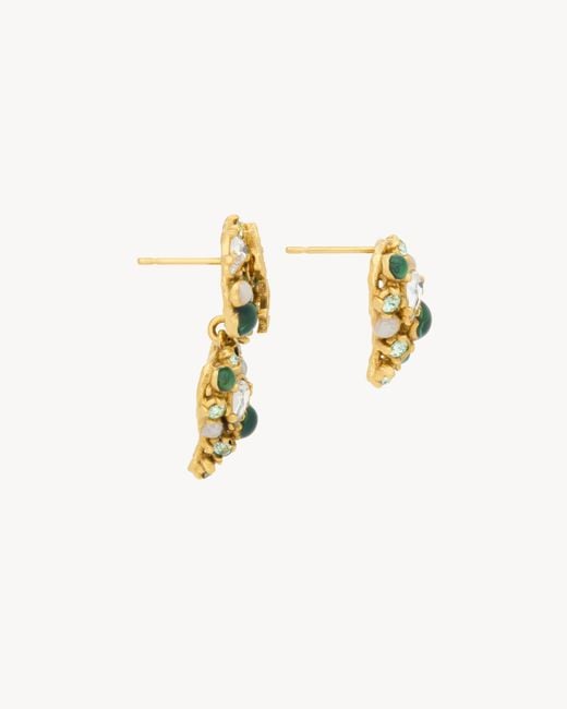 Saint Laurent White Cassandre Heart Earrings