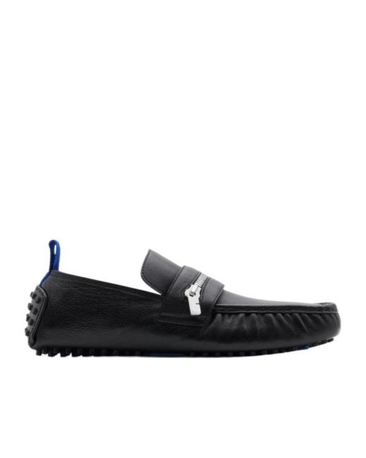 Burberry Black Zip-Detailed Slip-On Loafers for men