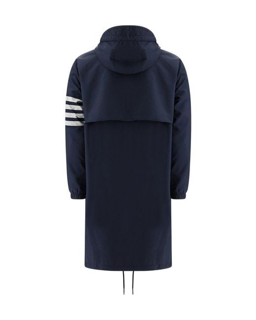 Thom Browne Blue 4-Bar Long Hooded Parka for men