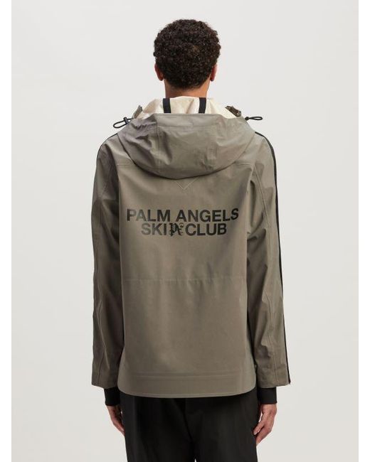 Palm Angels Brown Logo Patch Hooded Jacket for men