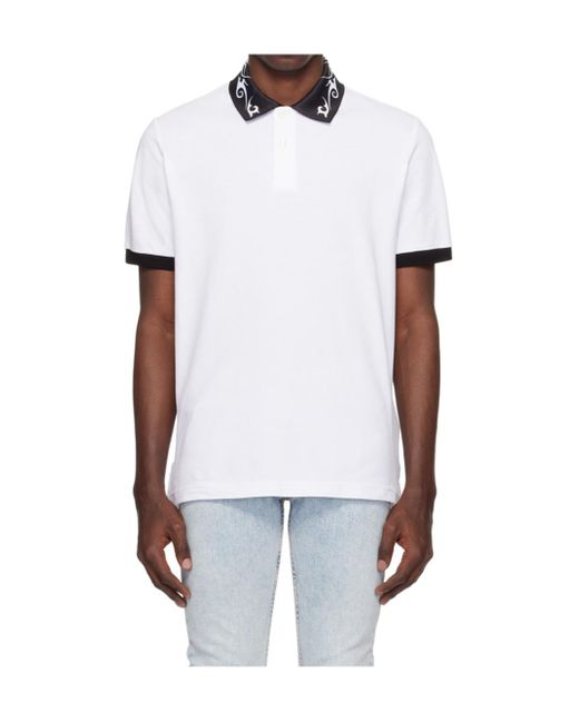 Versace Jeans White Printed Short-Sleeved Polo Shirt for men