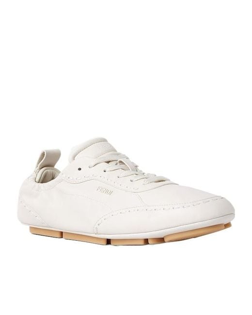 Fendi White Fit Low-Top Sneakers for men