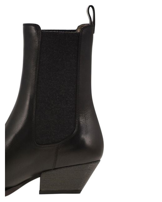 Brunello Cucinelli Black Pointed Toe Ankle Boots