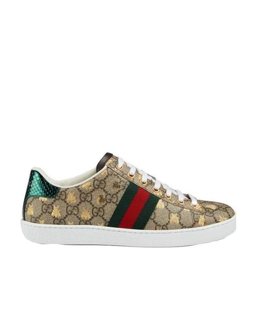 Gucci Green Ace Gg Supreme Lace-Up Sneakers