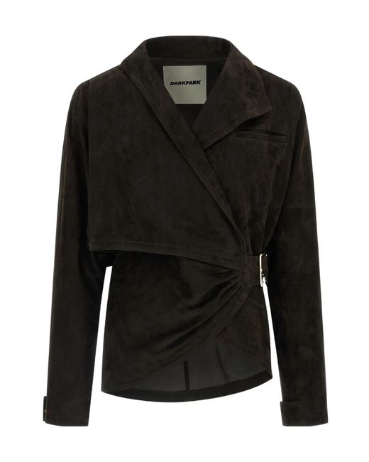 DARKPARK Black Cindy Crossed-Button Suede Jacket