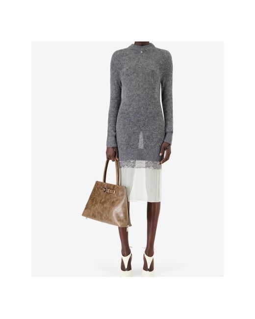 Coperni Gray Knitted Patchwork Dress