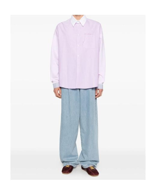 Marni Purple Colour-Block Pocket Shirt for men