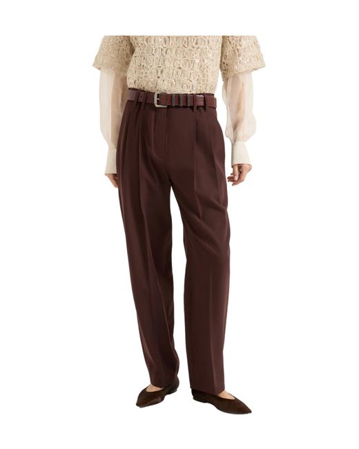 Brunello Cucinelli Multicolor Monili Detailed Tailored Trousers