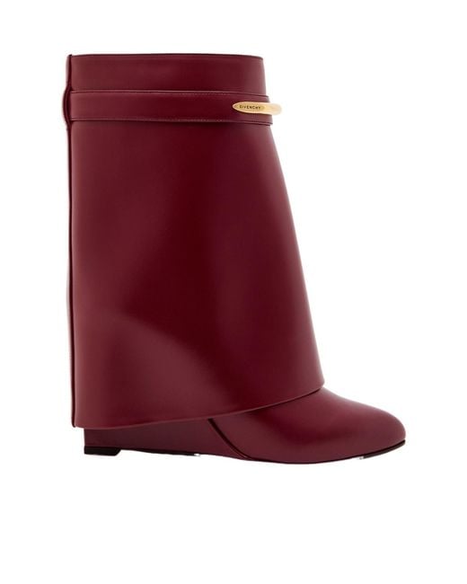 Givenchy Red Leather Mid-Calf Boots