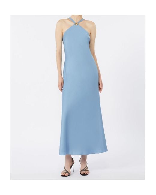 Max Mara Blue Studio Mseghiotto Sleeveless Midi Satin Dress