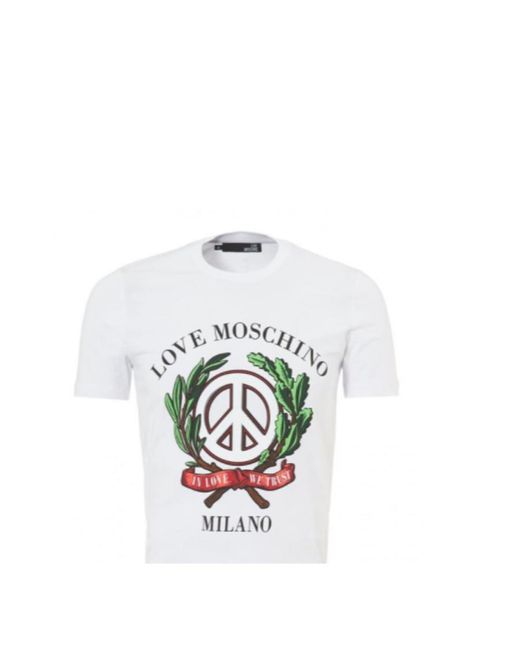 Moschino White Logo Printed T-Shirt for men