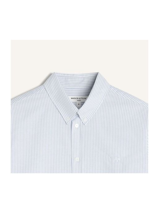 Maison Kitsuné White Profile Fox Striped Regular Shirt for men