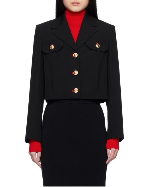 Versace Black Button-Up Cropped Blazer