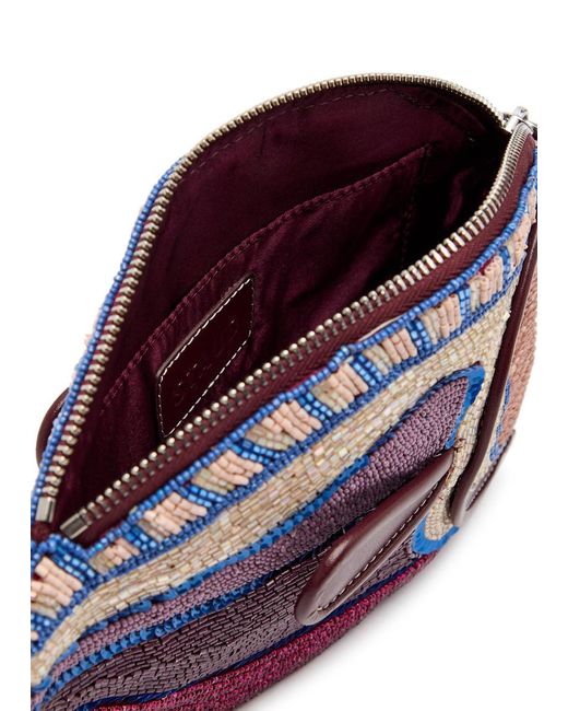 Staud Purple Beaded And Sequin-Embellished Clutch