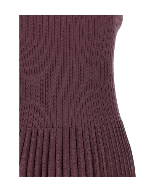 Magda Butrym Purple Ribbed Pleated Mini Dress