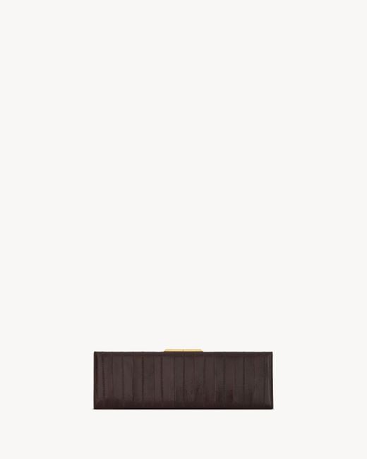 Saint Laurent Brown Large Kiss Lock Clutch