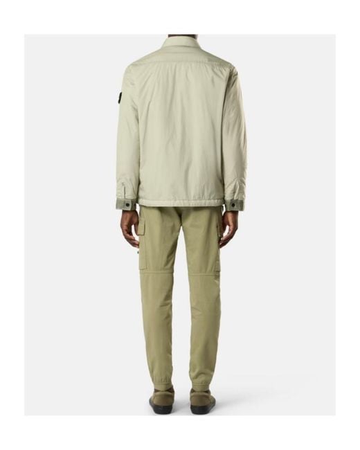 Stone Island White Wind-Resistant Padded Coach Jacket With Anti-Drop for men