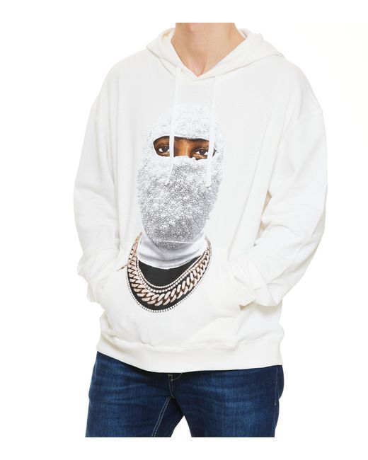 Ih Nom Uh Nit White Graphic Printed Drawstring Hoodie for men