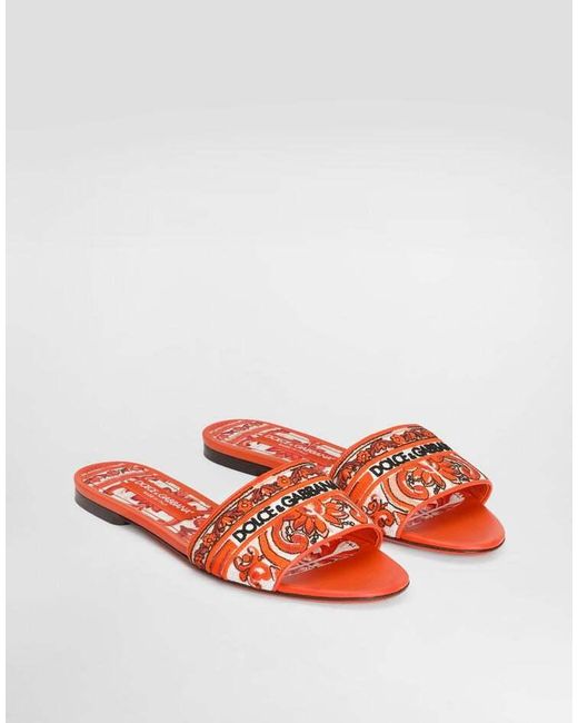 Dolce & Gabbana Yellow Logo Detailed Slip-On Slides