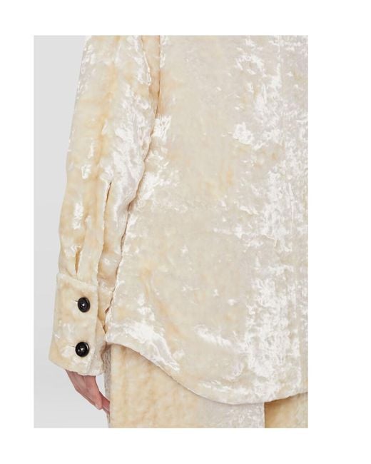 Jil Sander Natural Long-Sleeve Crushed-Velvet Shirt