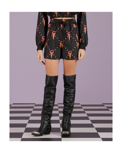 Gucci Black Ice-Cream-Print Silk Shorts
