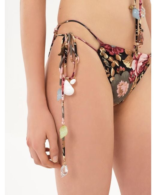 Chloé White Rose-Print Bikini Bottoms