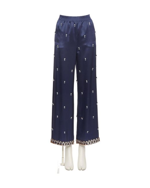 Valentino Blue Elastic Waist Casual Pants