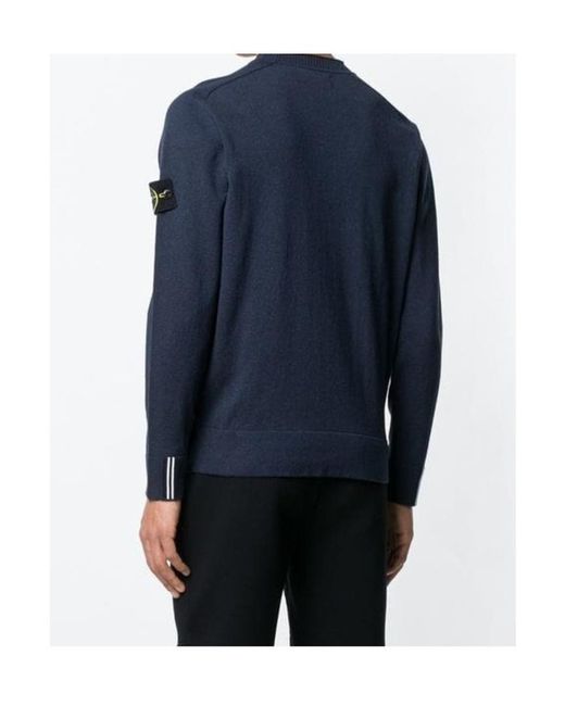 Stone Island Blue Long-Sleeved Knitted Pullover for men