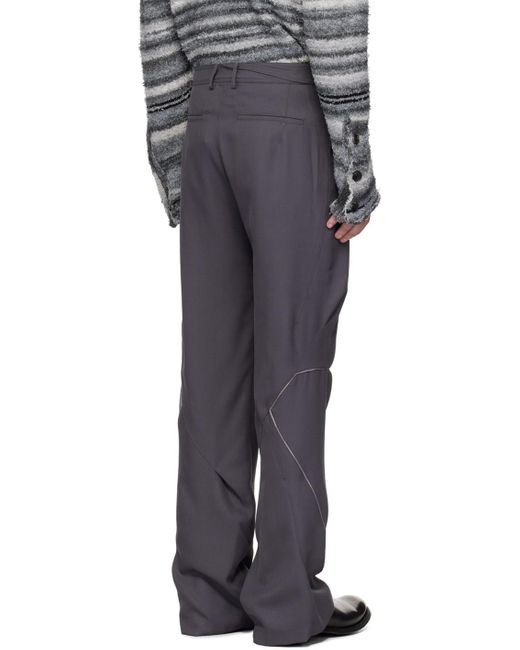 Kiko Kostadinov Blue Contrast-Stitching Straight-Leg Pants for men