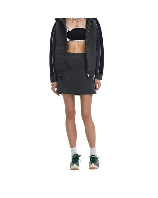 Self-Portrait Black Ribbed Knit Mini Skirt