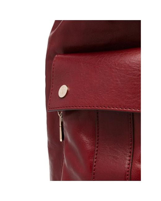 Brunello Cucinelli Red Leather Flap-Top Backpack for men