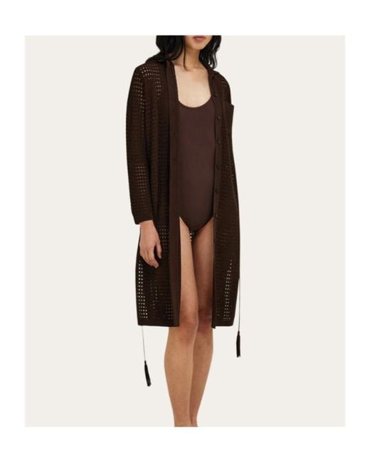 Ferragamo Brown Knitted Shirt Dress
